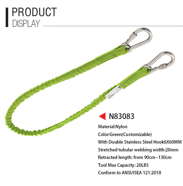 N83083 Double Stainless Steel Hooks Nylon Tool Tether