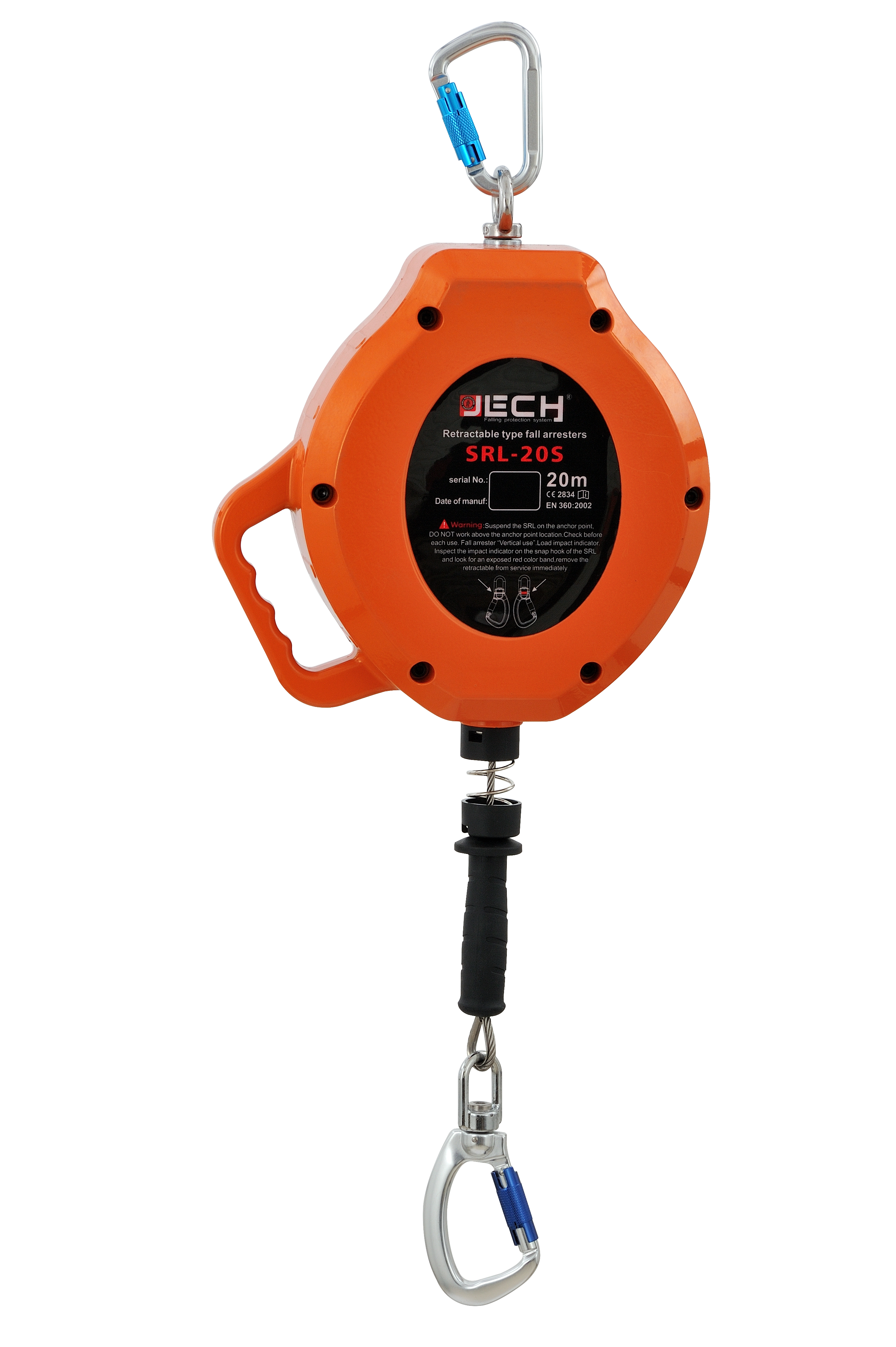 23ft Self-Retracting Lifeline Fall Arrester – Alloy Steel, 330lbs Capacity