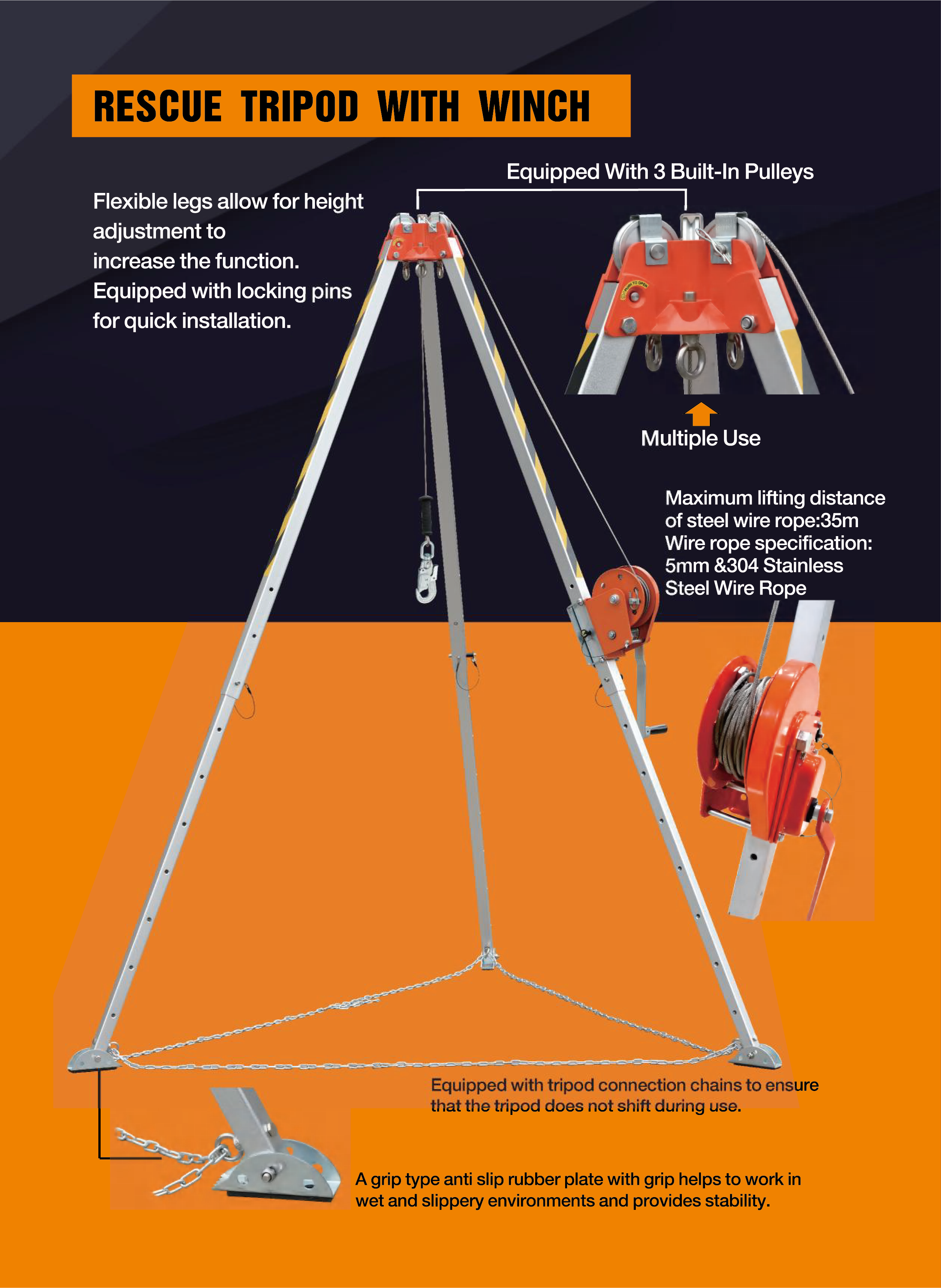 RESCUE TRIPOD WITH WINCH - 900015